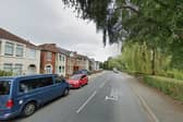 Firefighters were called after a car crashed into a lamp post in Tangier Road.