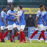 Destiny Ojo, second from left, is congratulated after scoring for Pompey against Gosport Borough in pre-season