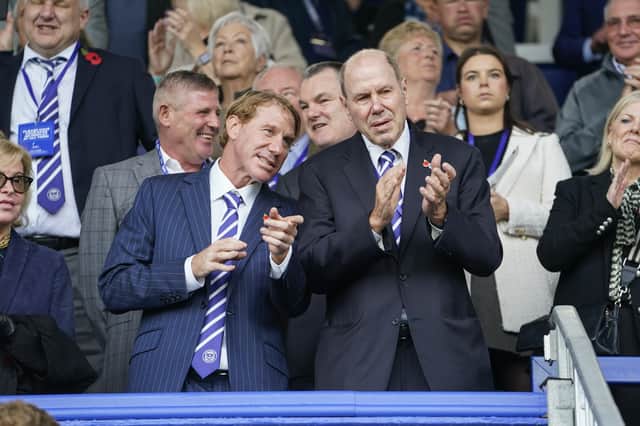 Michael and Eric Eisner are back at Fratton Park this week - and will meet head coach John Mousinho. Picture: Jason Brown/ProSportsImages