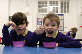 Penbridge Junior School receives £1,000 Kellogg’s grant towards breakfast club. 