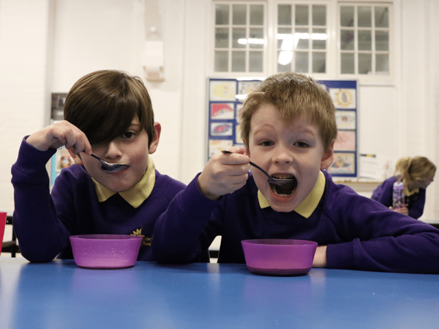 Penbridge Junior School receives £1,000 Kellogg’s grant towards breakfast club. 