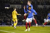 Kusini Yengi celebrates Pompey's leveller from the penalty spot against Cambridge United. Picture: Jason Brown/ProSportsImages