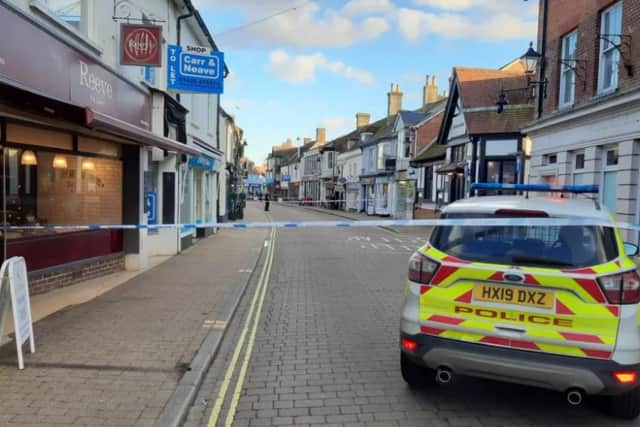 High Street, Ringwood, locked down amid "bomb" fears. Pic: Hants police