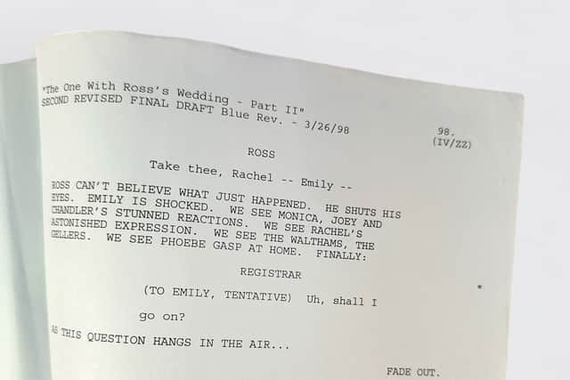 Scripts for two Friends episodes are going on sale at a Southsea auction house.