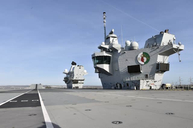 HMS Queen Elizabeth is due to sail to Rosyth in Scotland after a fault stopped her from sailing to the North Sea. Picture: Sarah Standing (010224-6156)