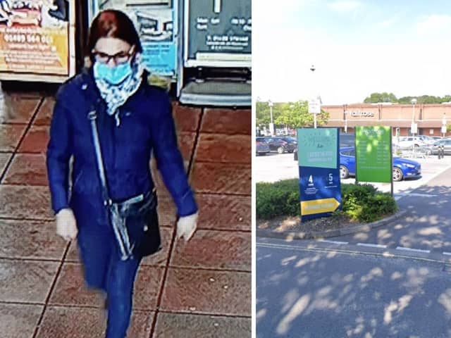 A man in his 90s was robbed near Waitrose in Locks Heath. Police are searching for this woman. Picture: Hampshire and Isle of Wight Constabulary/Google Street View.