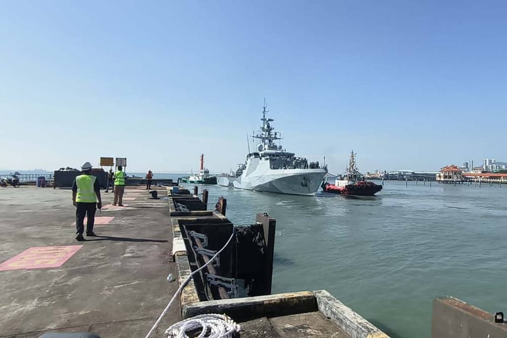 HMS Spey has had a defect fixed while on deployment in Japan. Pictured is the offshore patrol vessel arriving in Penang, Malaysia, on a diplomatic mission in Southeast Asia earlier this year. Picture: Royal Navy.