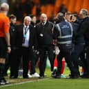 A Port Vale fan ran on to the pitch to chase Referee Craig Hicks (not pictured) during the Sky Bet League One match at Vale Park, Stoke-on-Trent. Picture: Jess Hornby/PA Wire.