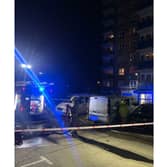 Fire crews from across Hampshire attended a Havant apartment block after reports of a fire on the third floor. The blaze was contained by the sprinkler system and the crews were able to extinguish it.