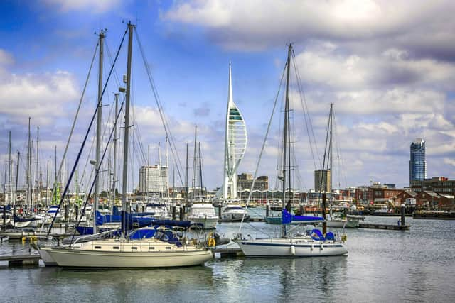 Boats in the harbour and marina in Gosport, UK