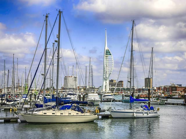 Boats in the harbour and marina in Gosport, UK