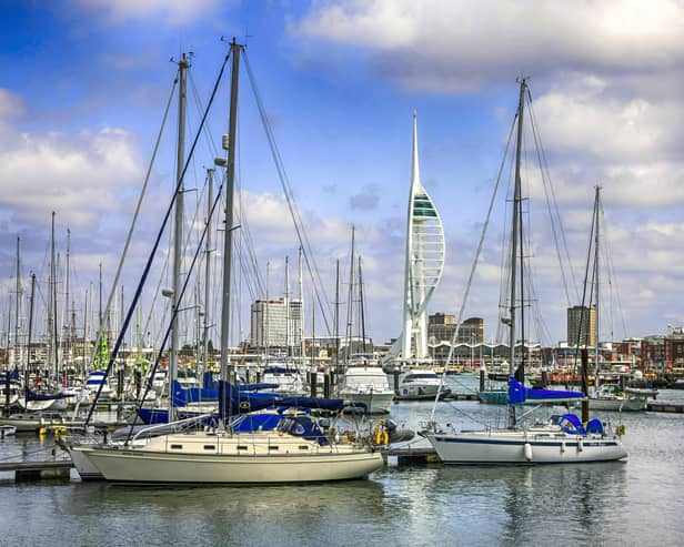 Boats in the harbour and marina in Gosport, UK