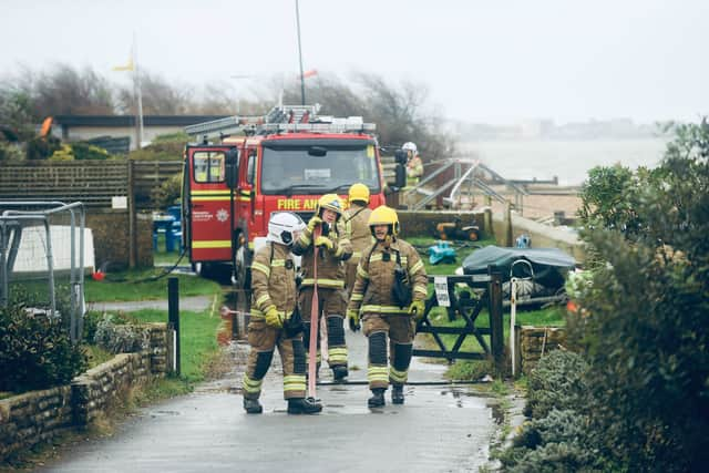 Firefighters at the scene of a fire in Hill Head.