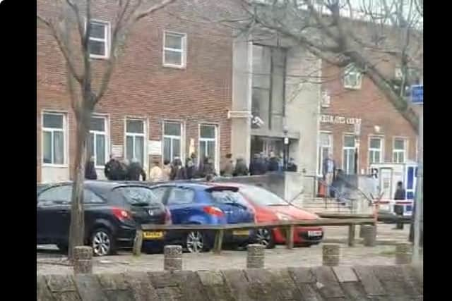 Activists outside Portsmouth Magistrates' Court