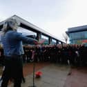 Shoppers at Whiteley were treated to a surprise rendition of Tina Turner's 'Proud Mary' by 100 strong flash mob who were raising money for Comic Relief