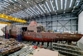 HMS Venturer at the shipbuilding factory in Scotland. She has now been affiliated with Essex. Picture: Royal Navy.
