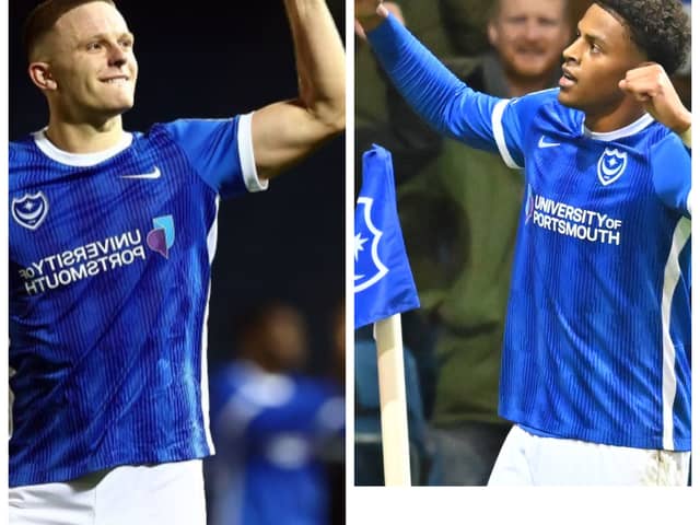 Pompey boss John Mousinho is weighing up playing Kusini Yengi and Colby Bishop together against Oxford United. Pic: The News