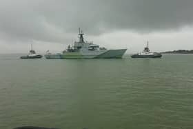 HMS Tyne sailing into her home port of Portsmouth on February 29, 2024. Picture: The News.