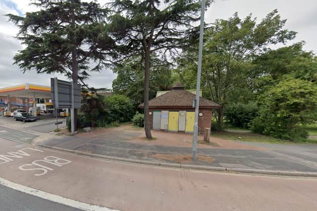 The fire took place at a public toilet near the bus station in London Road, Hilsea. Picture: Google Street View.