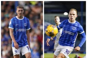 Pompey duo Gavin Whyte, left, and Anthony Scully, right. Pics: Jason Brown