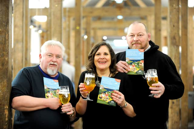 The Hampshire Fare Local Produce Guide was launched at the Powder Monkey Brewery in Gosport on Thursday, February 29.

Pictured(l-r) Andy Burdon, CEO of Powder Monkey, Natasha Dochniak, commercial manager at Hampshire Fare and former England rugby union star Steve Thompson MBE.