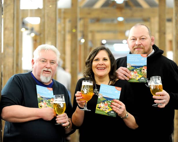 The Hampshire Fare Local Produce Guide was launched at the Powder Monkey Brewery in Gosport on Thursday, February 29.

Pictured(l-r) Andy Burdon, CEO of Powder Monkey, Natasha Dochniak, commercial manager at Hampshire Fare and former England rugby union star Steve Thompson MBE.