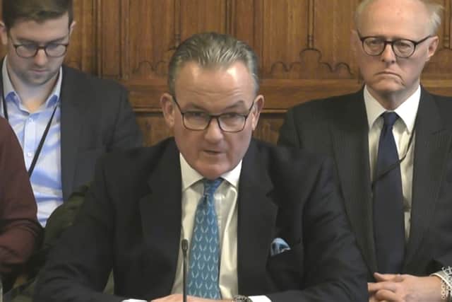 David Neal, former Independent Chief Inspector of Borders and Immigration giving evidence to the Home Office Select Committee in the House of Commons, London. Picture: House of Commons/UK Parliament/PA Wire