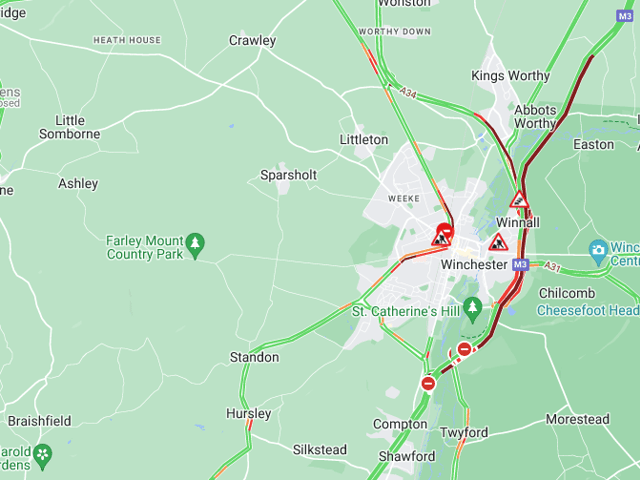 The M3 has been partially closed westbound between junction 11 and junction 12 following collision. 