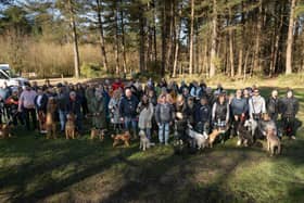 Pictured is: Some of the people and dogs that attended the fundraiser walk for Bethan Smith.

Picture: Keith Woodland (030321-15)