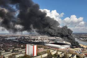 Huge plume of smoke over St Mary's Stadium in Southampton