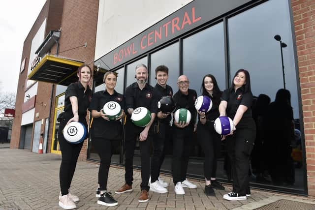 Pictured is: (l-r) Lucy Sharpe, pins member, Belinda Matthews, bar supervisor, Gavin Mills, manager, Kurt Standish, bar manager, Justin Cowley, supervisor, Emily Capell, prizes supervisor and Emma Albury, pins and prizes customer assistant.

