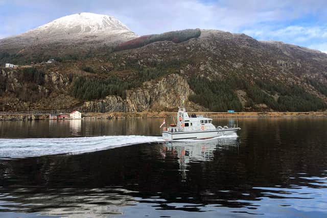 HMS Biter sailing past a largely snow-free fjord off the coast of Norway. HMS Biter, Blazer, Exploit and Trumpeter have all been deployed to be a part of Nato's Exercise Steadfast Defender. Picture: Royal Navy.