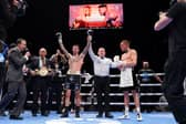 Portsmouth's Mark Chamberlain celebrates his win over Wales' European champion Gavin Gwynne. Pic: Queensbury