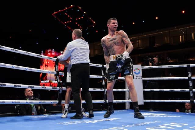 Pompey's Mark Chamberlain celebrates his win over Gavin Gwynne in Riyadh, Saudi Arabia last night.