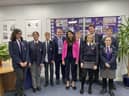 Portchester Community School has received a good Ofsted rating in its recent inspection. Pictured: Students with Suella Braverman