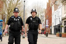 Pictured is: (l-r) Sgt Paul Marshall and PC Jonathan Tallent patrolling Guildhall Walk in Portsmouth.