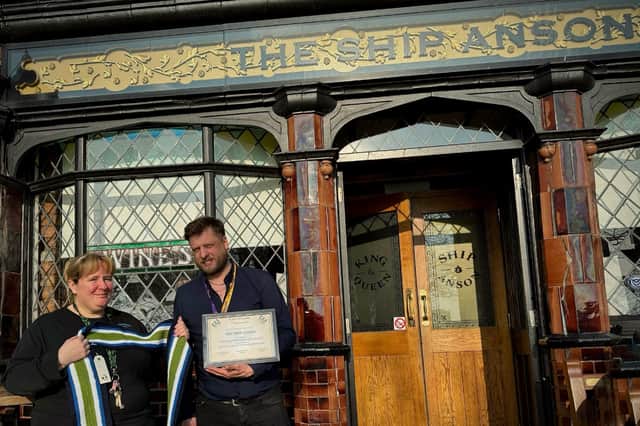 
The Ship Anson in The Hard has been awarded a Falkland Scarf by Scarves for Falkland Veterans, after being voted the favourite pub for veterans. Pic: Supplied

