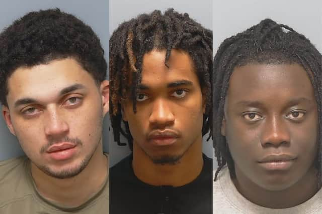 Five people were sentenced to more than 21 years in prison for county lines drug dealing. From left to right: Sheldon Lamb, Helio Matheus and Ansumana Sanyang