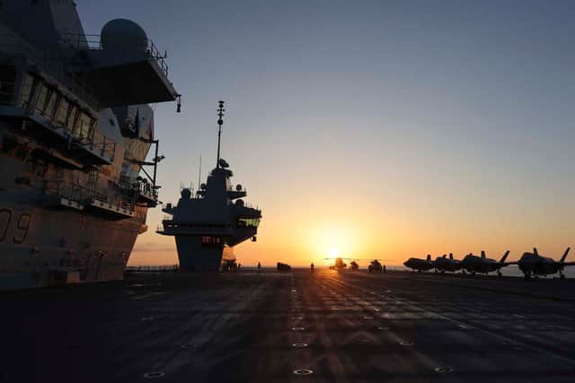 HMS Prince of Wales replaced HMS Queen Elizabeth in leading the UK Carrier Strike Group. Picture: LPhot Belinda Alker.