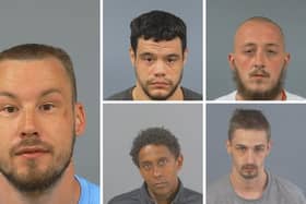 Men jailed for more than 125 years for their part in death of Southampton man. Clockwise from top: Aaron Paul Dean Morgan, Bradley James O Dell, Leighton James Tabone, Justin Lee Roach and Kieran Thomas Claffey.