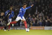 Kusini Yengi produces his outrageous Panenka penalty in Pompey's win over Burton. Pic: Jason Brown/ProSportsImages