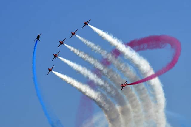 The Red Arrows pictures at a display at Airbourne in Eastbourne - just along the South Coast in East Sussex