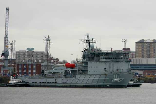 RFA Diligence leaves Portsmouth Harbour 