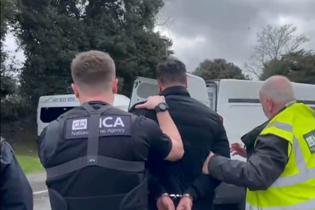 A man suspected of being a significant figure in a Kurdish organised crime group involved in smuggling people to the UK in boats and HGVs has been arrested by the National Crime Agency in Portsmouth today, 13 March, 2024. Pic: NCA
