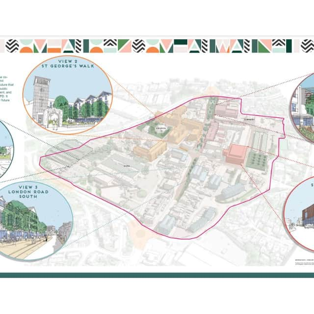 The council hopes to create unique districts in Maurepas Way, St George's Walk, London Road North, London Road South and Stakes Hill.