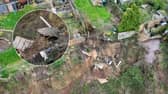 Damage done to a garden in the Black Country due to a landslide. Residents have been left 'living on the edge of a cliff' and fear their homes could be lost after a giant landslide began slowly destroying their gardens.