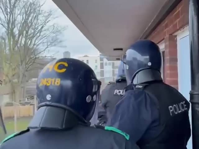 Police raided an address at the Tipton House tower block in Warwick Crescent, Southsea, during a county lines drug dealing operation. Picture: Hampshire and Isle of Wight Constabulary.