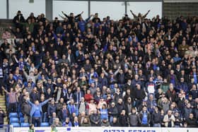 Pompey fans celebrated a huge win in style at Peterborough today. Pic: Jason Brown/ProSportsImages