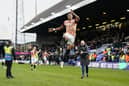 Pompey striker Kusini Yengi celebrates the win over Peterborough. Pic: Jason Brown/ProSportsImages