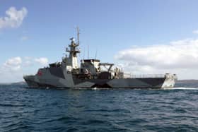 HMS Tamar off the coast of New Zealand. The Portsmouth patrol vessel is due to head to Fiji for target people illegally fishing in the South Pacific. Picture: Royal Navy